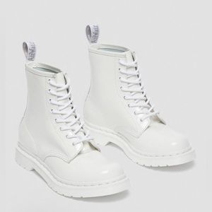 Dr. Martens 1460 Mono Patent Leather Lace Up Boots in White